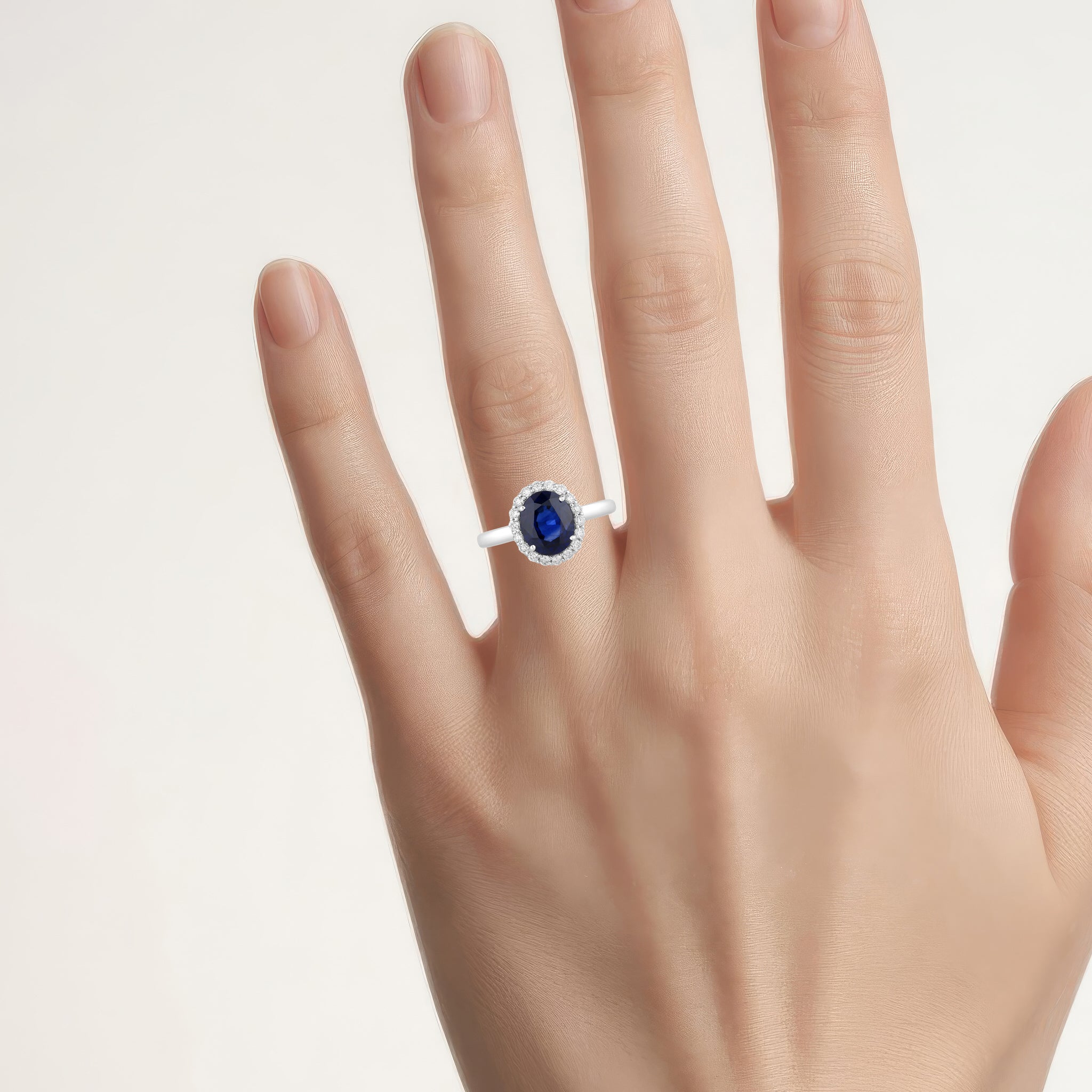 Blue Sapphire Ring With Diamonds 2.38 Carats 18K White Gold