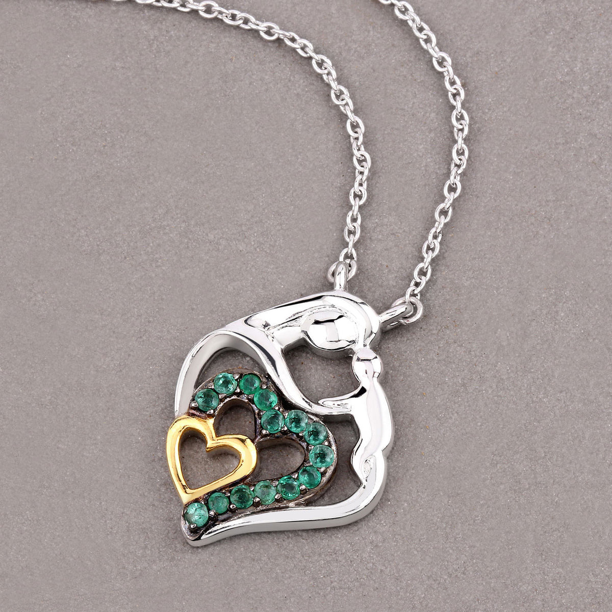 Emerald Mom Pendant 0.22 Carats Gold Plated Silver