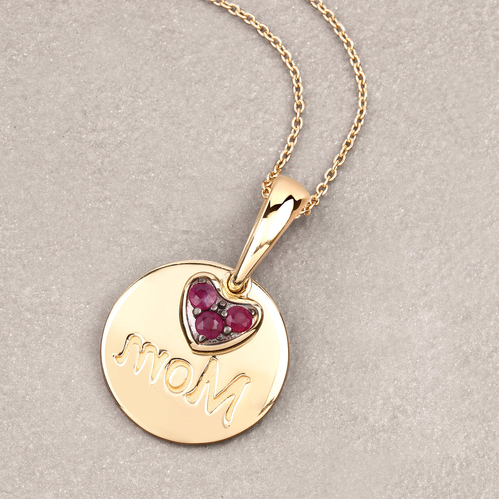 Ruby Mom Pendant 0.18 Carats Gold Plated Silver