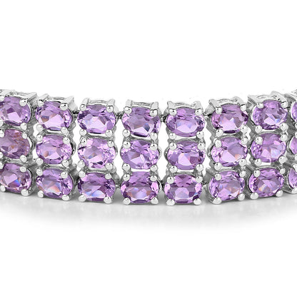 Natural Amethyst Bracelet Light to Dark 32.30 Carats Sterling Silver