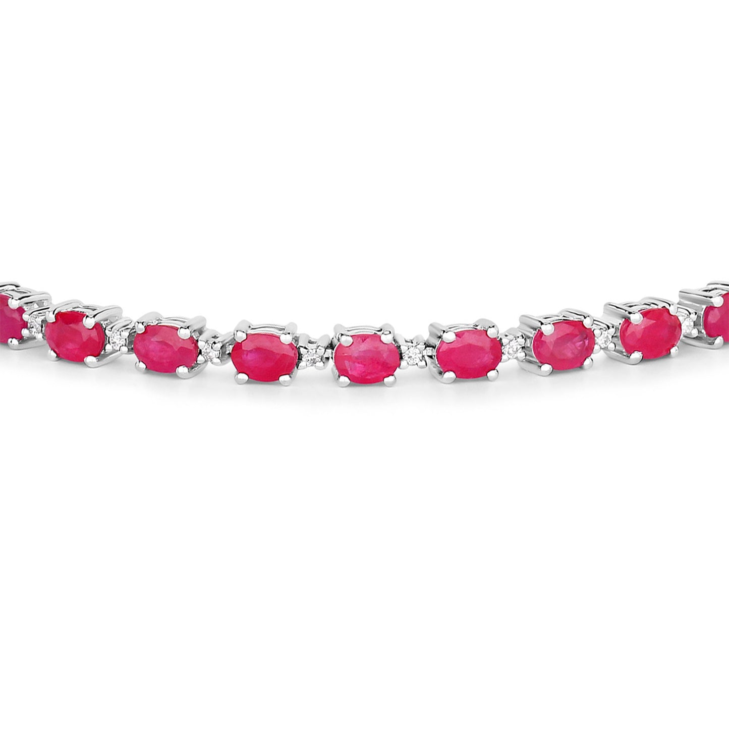 Ruby Bracelet With Diamonds 6.58 Carats 14K White Gold