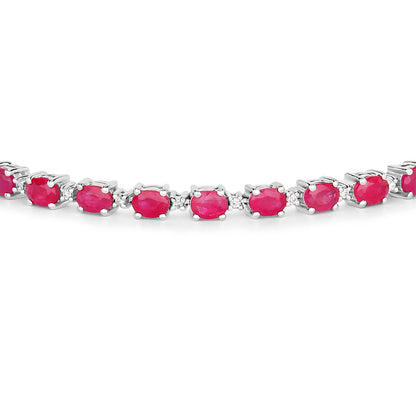 Ruby Bracelet With Diamonds 6.58 Carats 14K White Gold