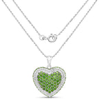 Chrome Diopside Heart Pendant 4.56 Carats Sterling Silver
