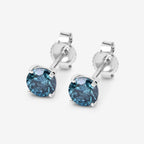 Blue Diamond Stud Earrings 0.8 Carats 14K White Gold