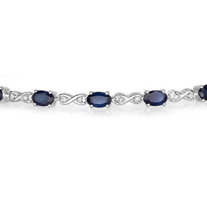 Blue Sapphire Bracelet With Diamonds 3.6 Carats 14K White Gold
