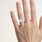 Blue Topaz Ring With White Zircon 3.14 Carats Sterling Silver