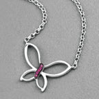 Ruby Butterfly Pendant 0.08 Carats Sterling Silver