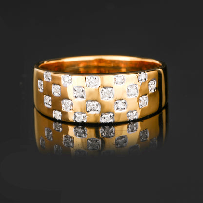 Diamond Band Ring 0.18 Carats Gold Plated Silver
