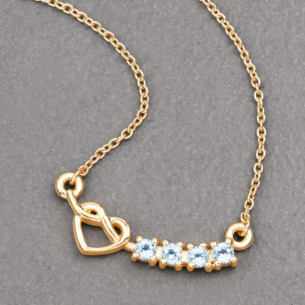 Blue Topaz Heart Necklace 0.28 Carats Gold Plated Silver