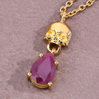 Ruby Skull Pendant 0.84 Carats Gold Plated Silver