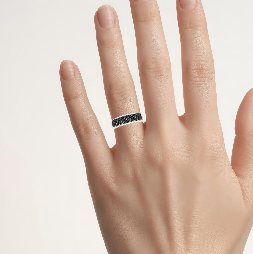 Black Diamond Ring 0.28 Carats Sterling Silver
