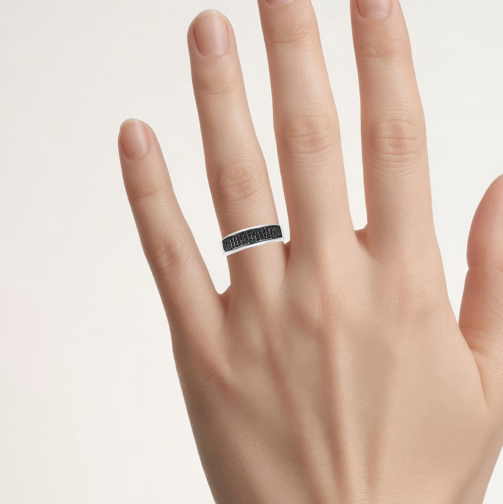 Black Diamond Ring 0.28 Carats Sterling Silver