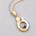 Blue Sapphire Pendant 0.18 Carats Gold Plated Silver
