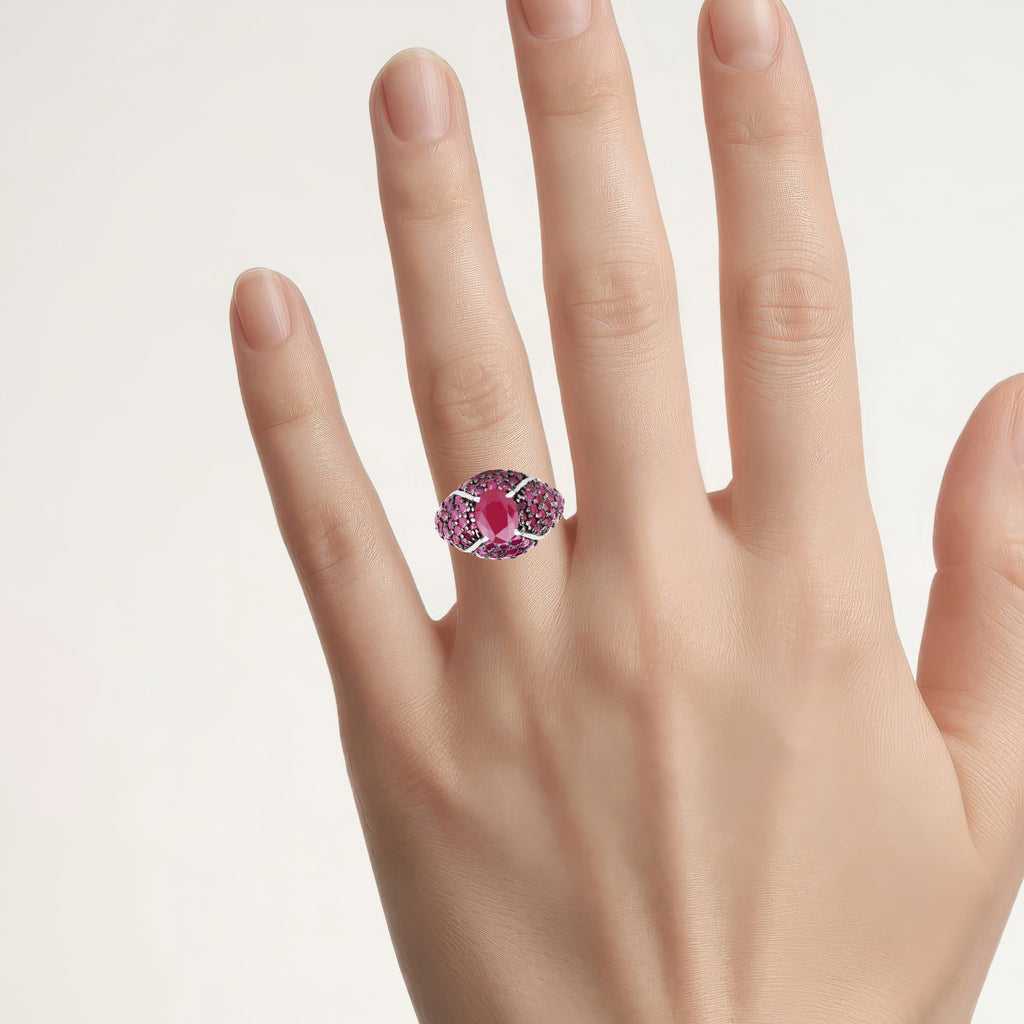 Ruby Ring 5.1 Carats Sterling Silver
