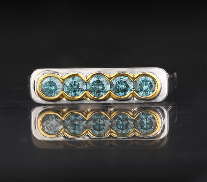 Blue Diamond Ring 0.5 Carats 9K Yellow & White Gold
