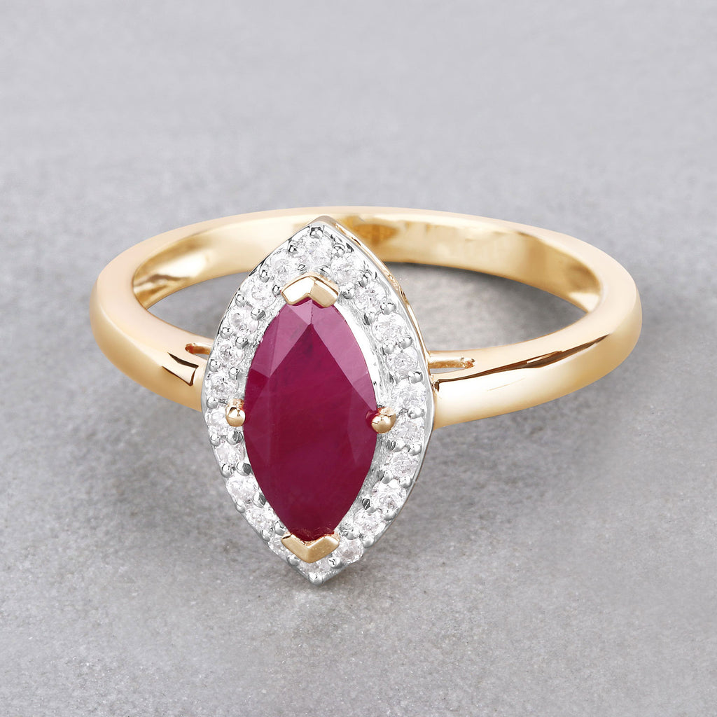 Ruby Ring With Diamonds 1.54 Carats 14K Yellow Gold