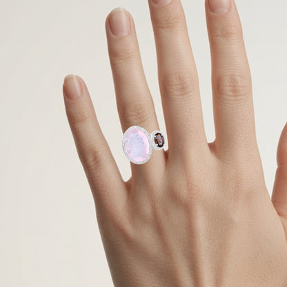 Multicolor Quartz Ring With White Topaz 8.22 Carats Sterling Silver