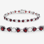 Garnet Tennis Bracelet With Diamonds 11 Carats Sterling Silver