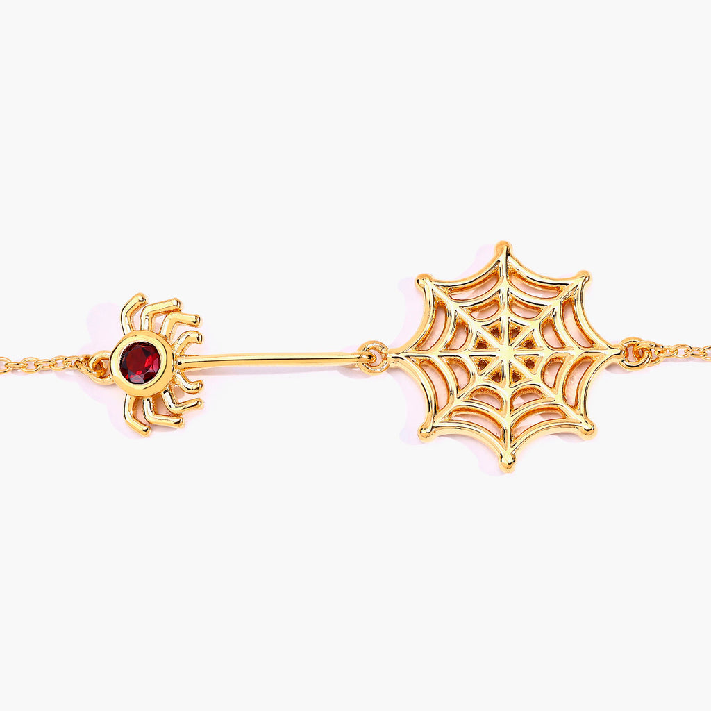 Garnet Spider Bracelet 0.1 Carats Gold Plated Silver
