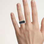Blue Diamond Ring With White Diamonds 0.78 Carats Sterling Silver