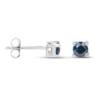 Blue Diamond Stud Earrings 0.2 Carats Sterling Silver
