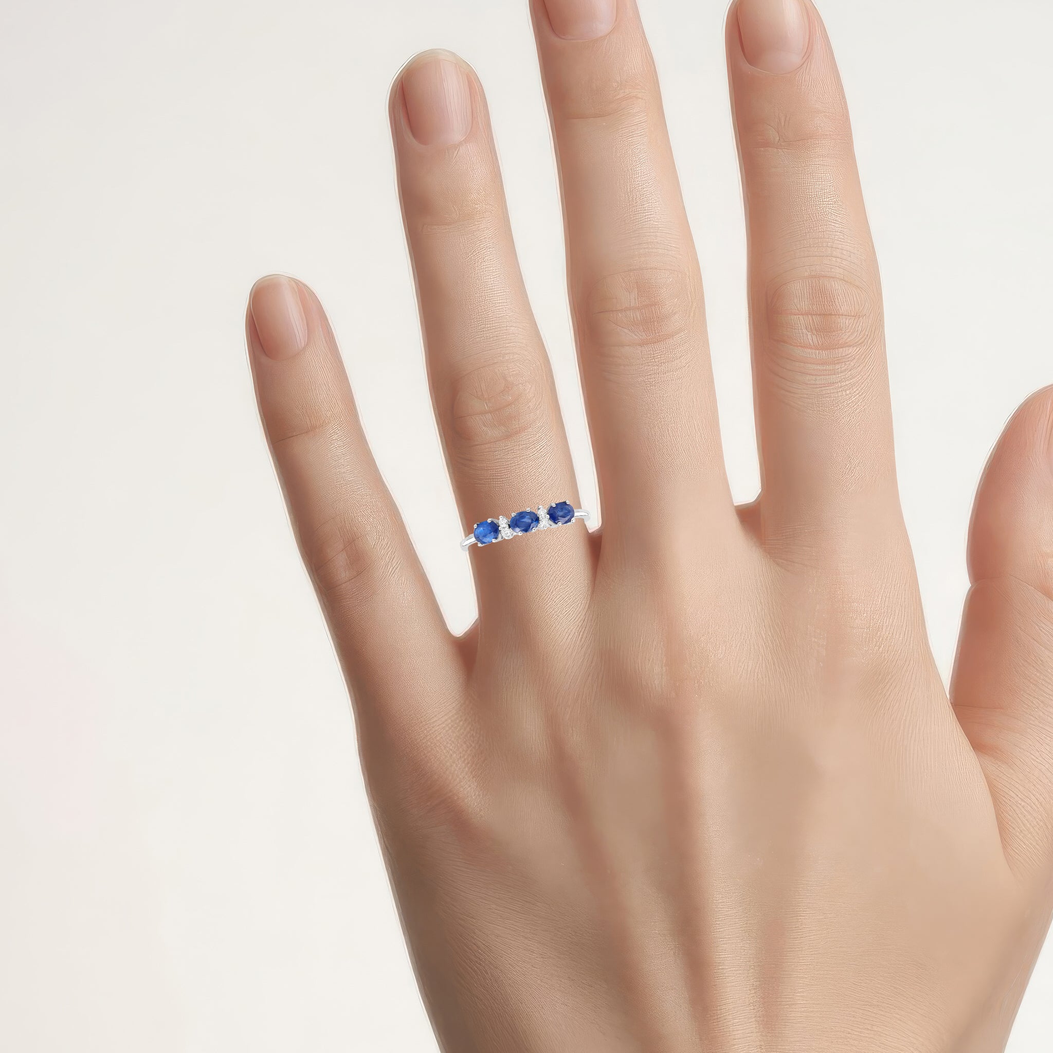 Blue Sapphire Ring With Diamonds 0.66 Carats 10K White Gold