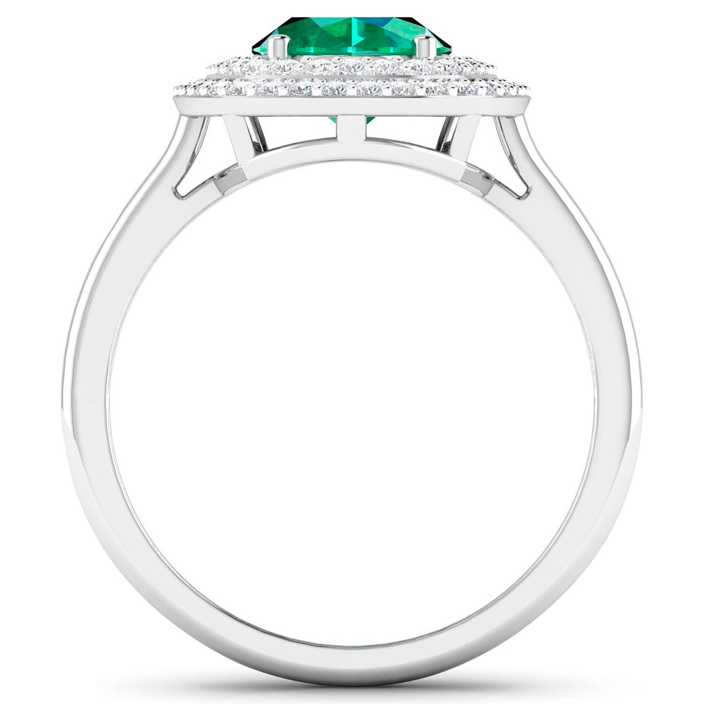 Zambian Emerald Ring With Diamonds 1.97 Carats 14K White Gold