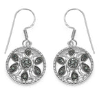 Blue Diamond Flower Earrings 0.12 Carats Sterling Silver