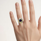 Amethyst Butterfly Ring With Blue Topaz and Diamonds 3.85 Carats Sterling Silver