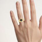 Black Diamond Ring 1.38 Carats Gold Plated Silver