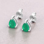 Zambian Emerald Stud Earrings 0.68 Carats 10K White Gold