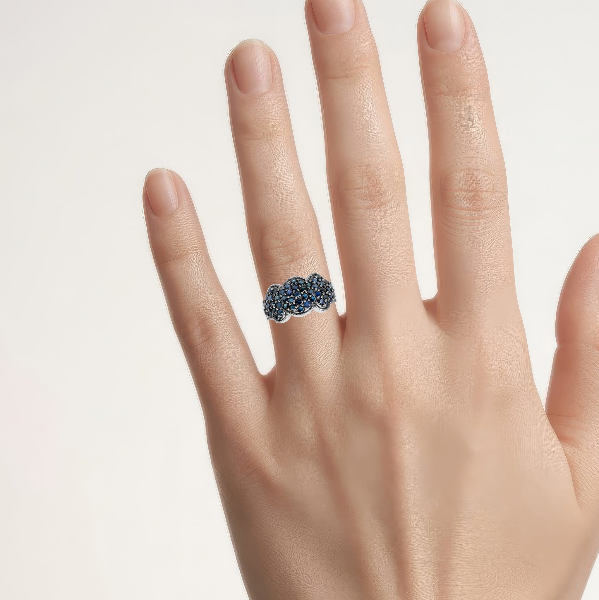 Blue Sapphire Ring 2.34 Carats Sterling Silver