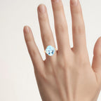 Blue Topaz Ring With White Topaz 11.3 Carats Gold Plated Silver