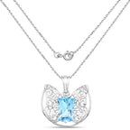Swiss Blue Topaz Pendant 11 Carats Sterling Silver
