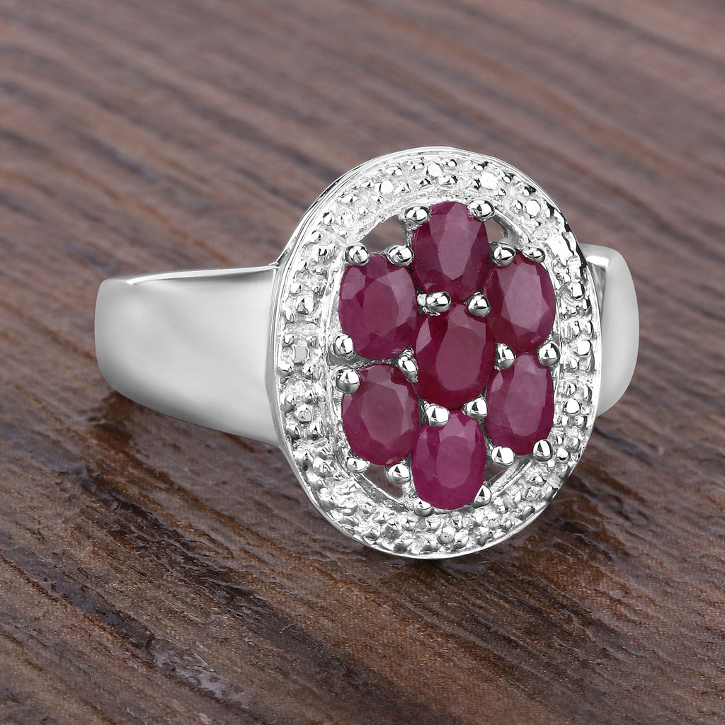 Ruby Ring 1.52 Carats Sterling Silver