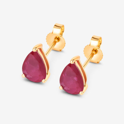 Ruby Stud Earrings 1.59 Carats 10K Yellow Gold