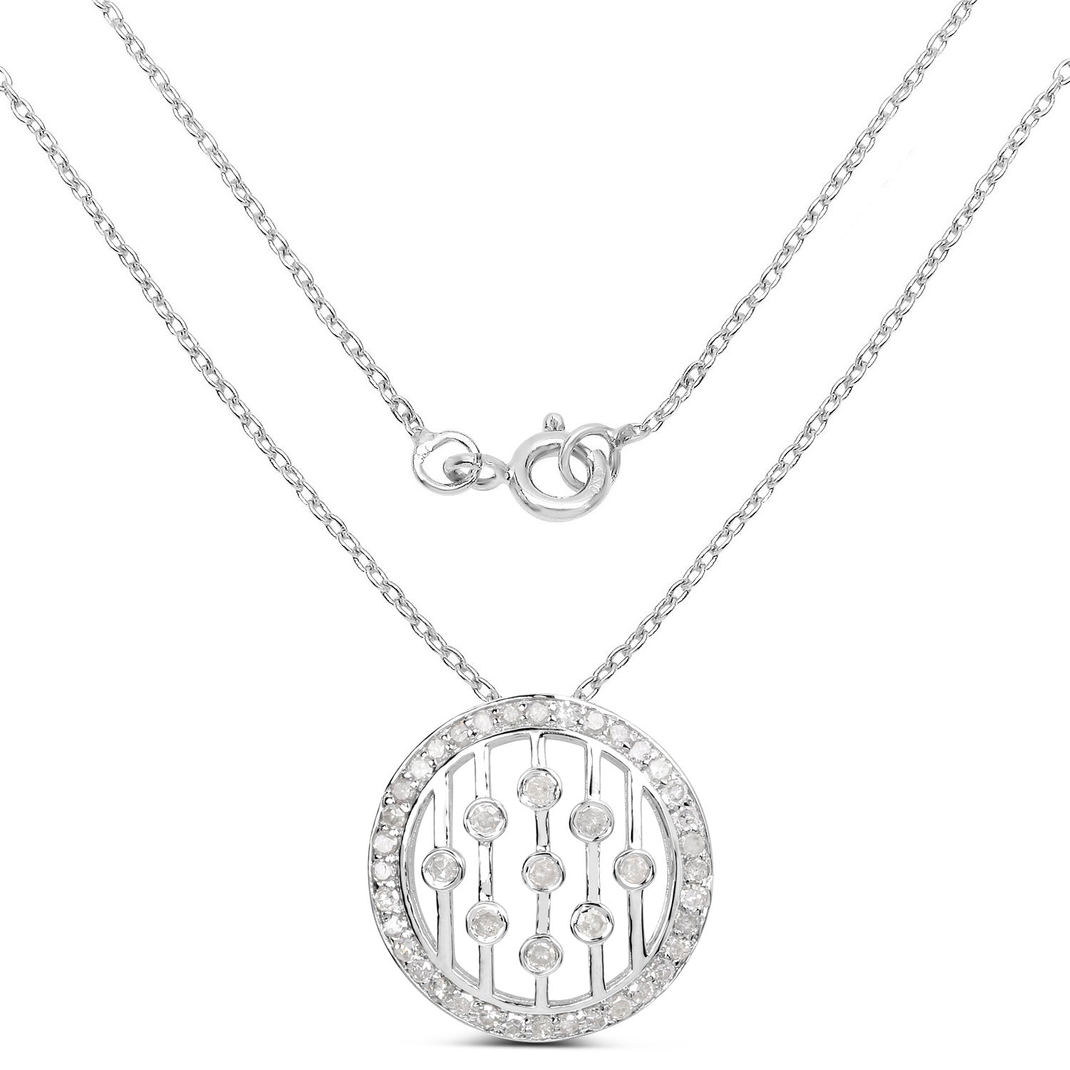 Diamond Pendant 0.5 Carats Sterling Silver