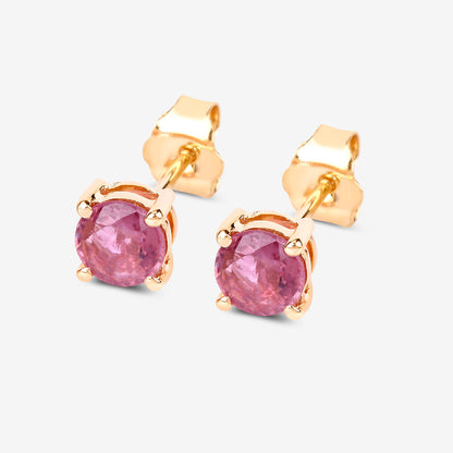 Pink Sapphire Stud Earrings 1.29 Carats 10K Yellow Gold