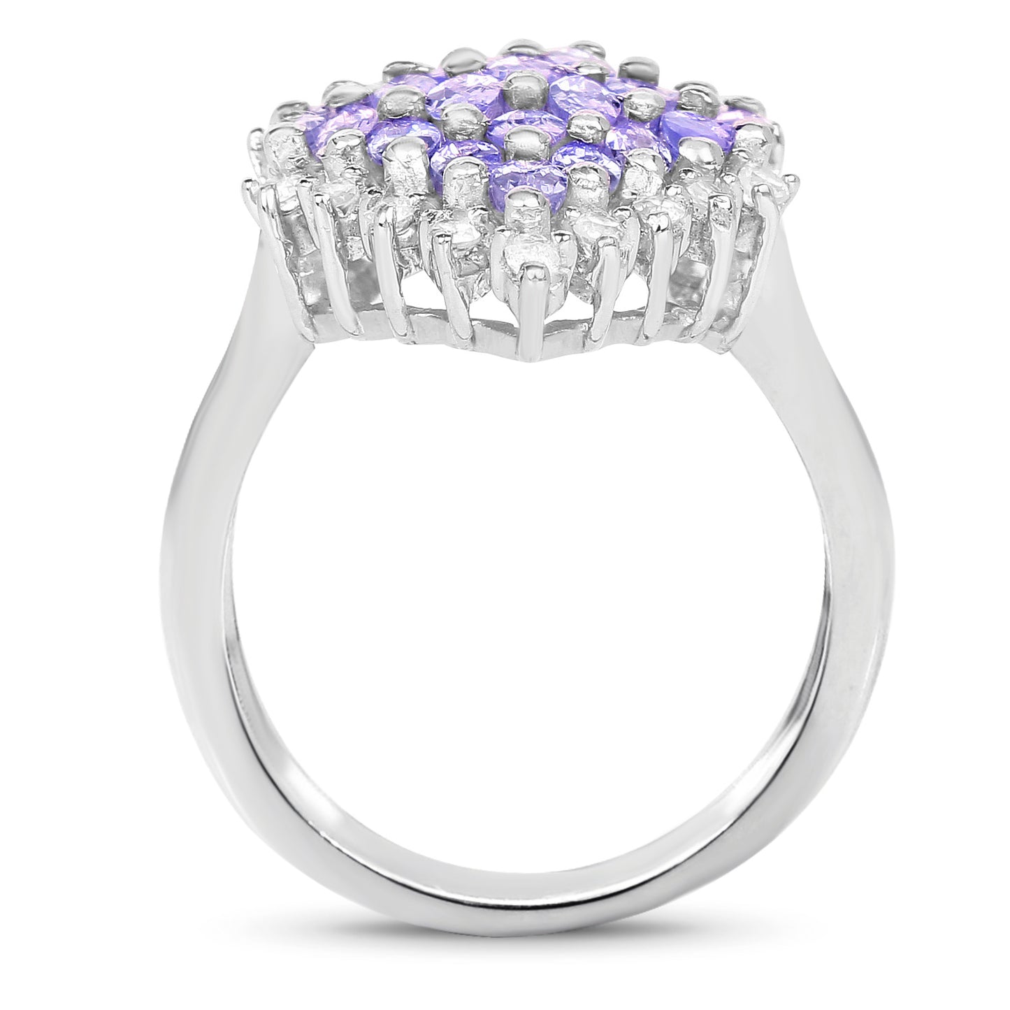 Marquise Cut Tanzanites Cluster Ring White Topazes 2.40 Carats