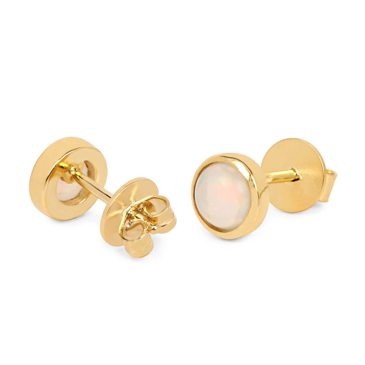 Ethiopian Opal Stud Earrings 0.98 Carats Gold Plated Silver