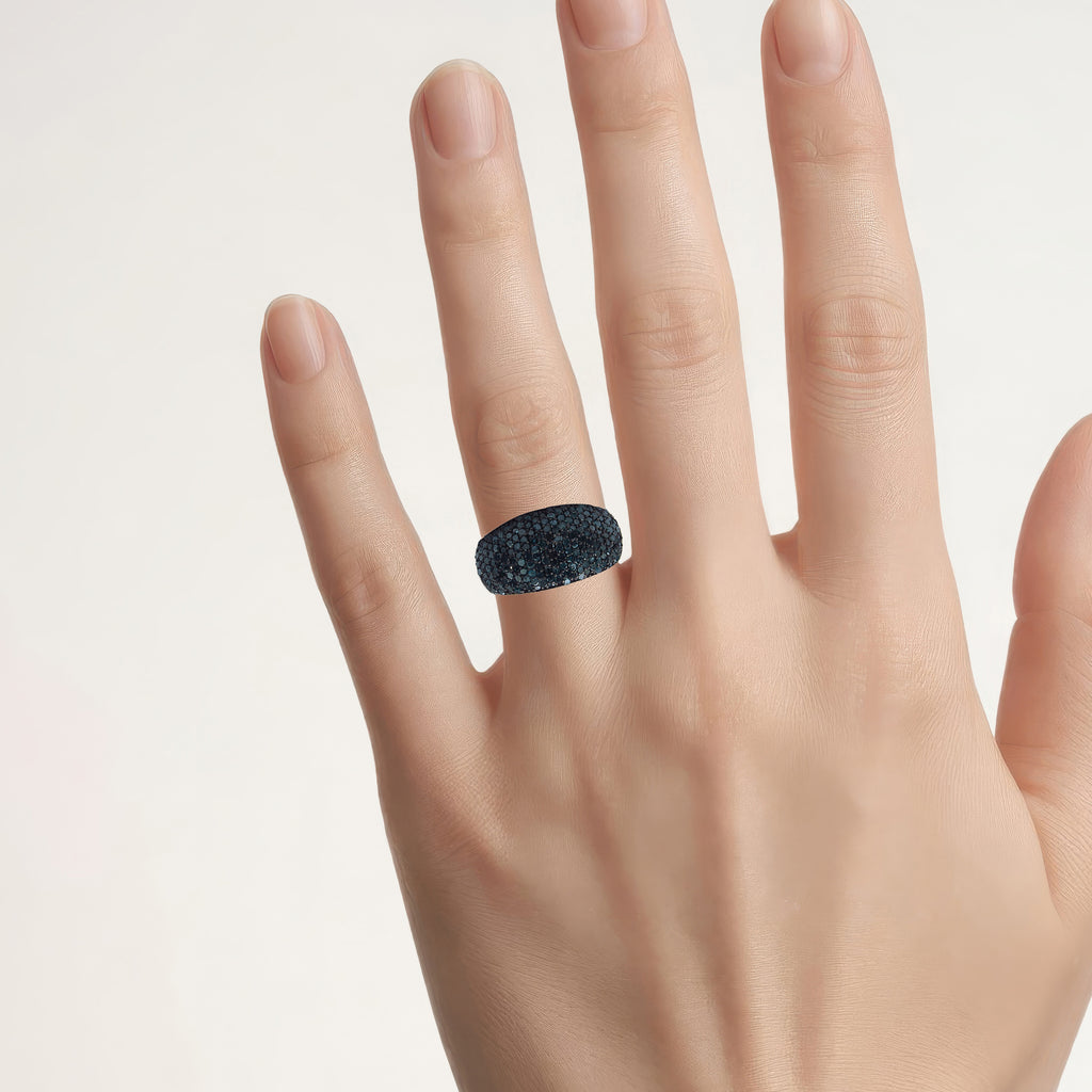 Blue Diamond Ring 0.8 Carats Sterling Silver
