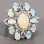 Opal Ring With Diamonds 6.56 Carats Sterling Silver