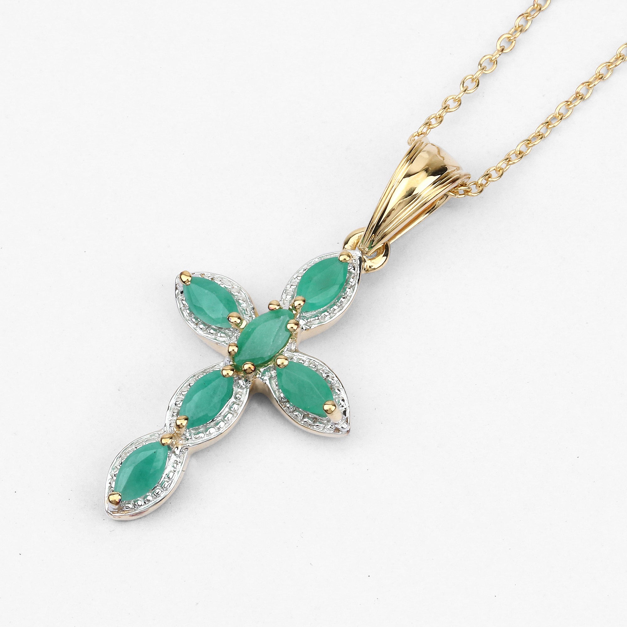 Emerald Pendant 0.82 Carats Gold Plated Silver