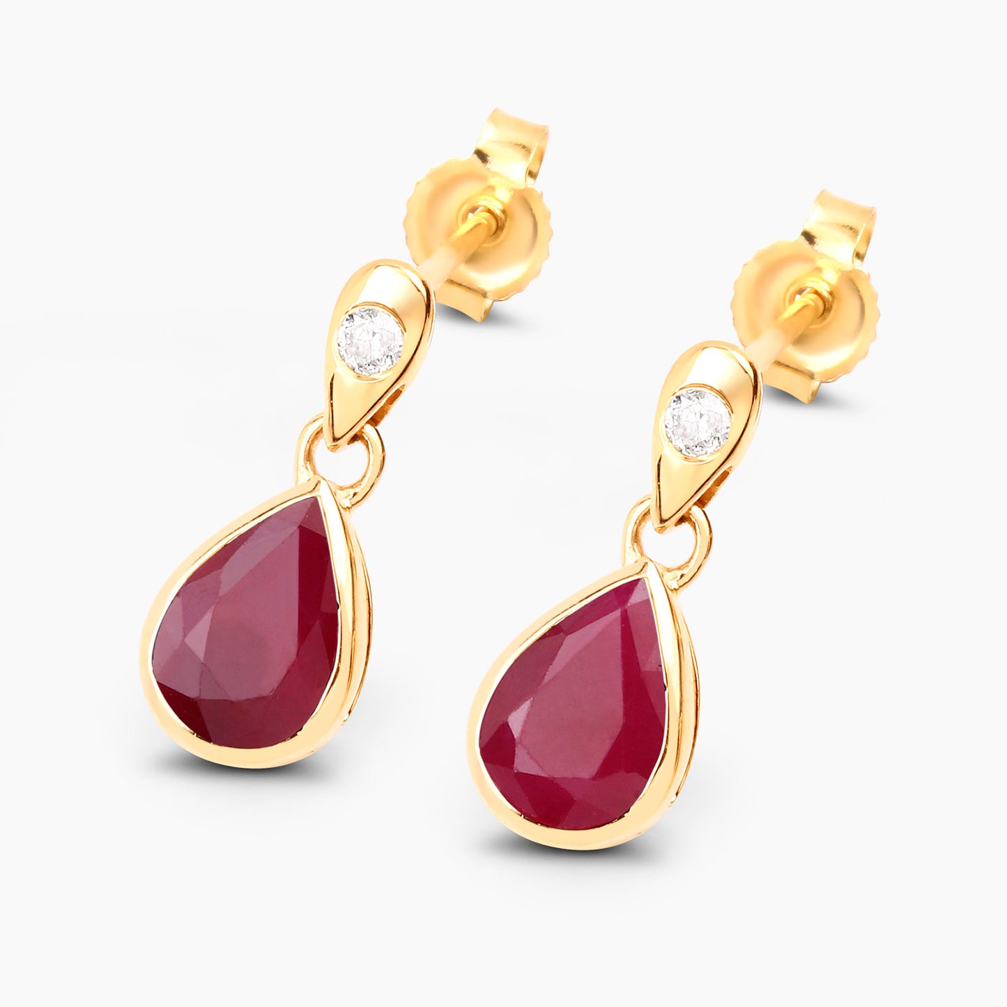 Ruby Earrings Diamonds 1.64 Carats 10K Yellow Gold