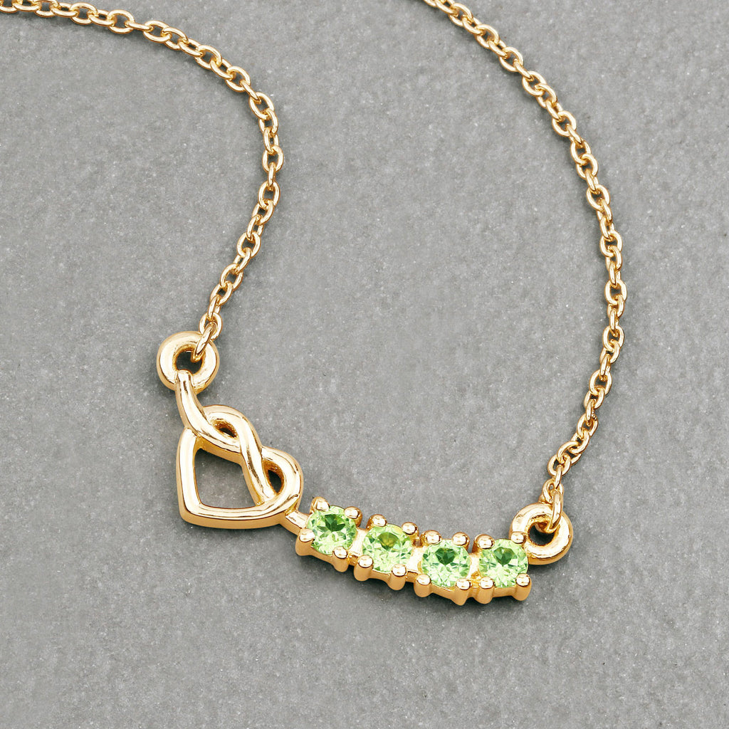 Peridot Heart Necklace 0.26 Carats Gold Plated Silver