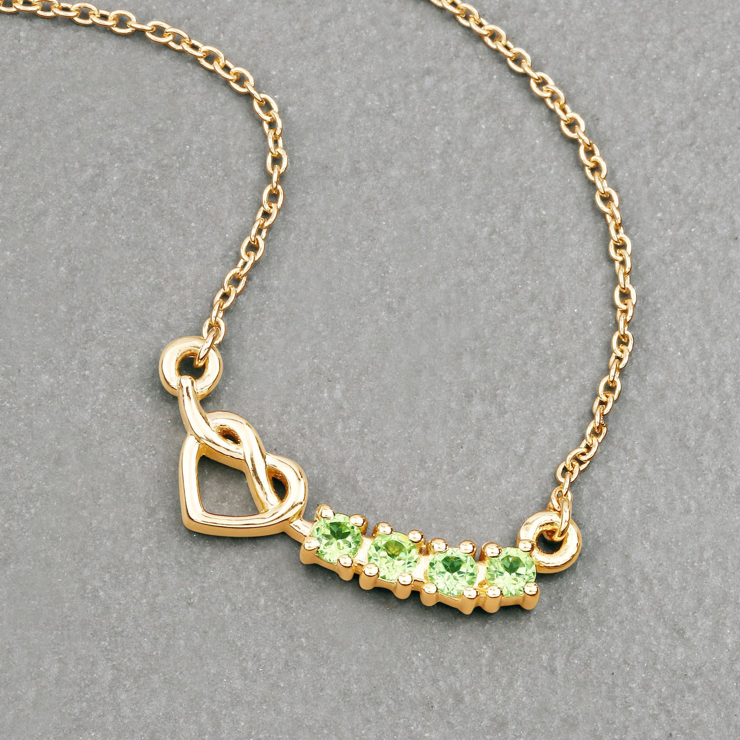Peridot Heart Necklace 0.26 Carats Gold Plated Silver