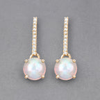 Ethiopian Opal Earrings With Diamonds 1.02 Carats 10K Yellow Gold