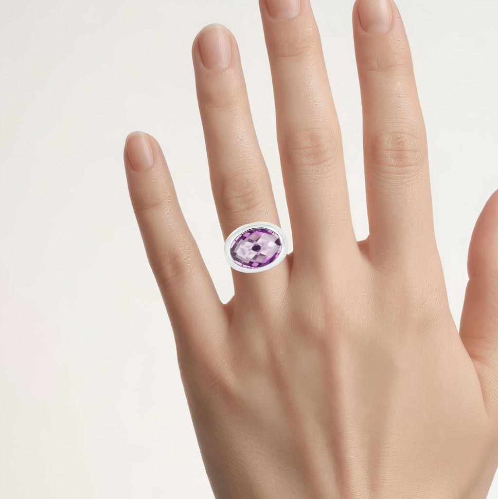 Amethyst Ring 8.24 Carats Sterling Silver