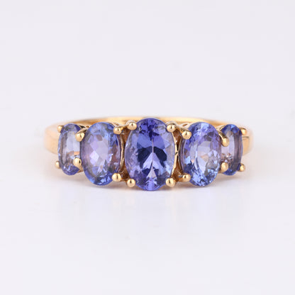 Natural Tanzanite Ring 2.04 Carats 9K Yellow Gold