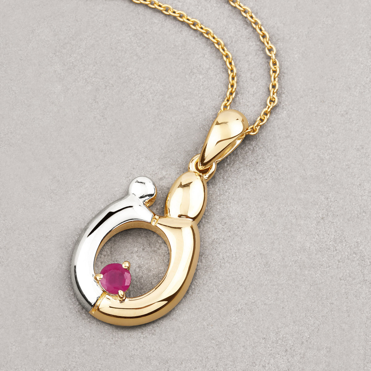 Ruby Mom Pendant 0.18 Carats Gold Plated Silver